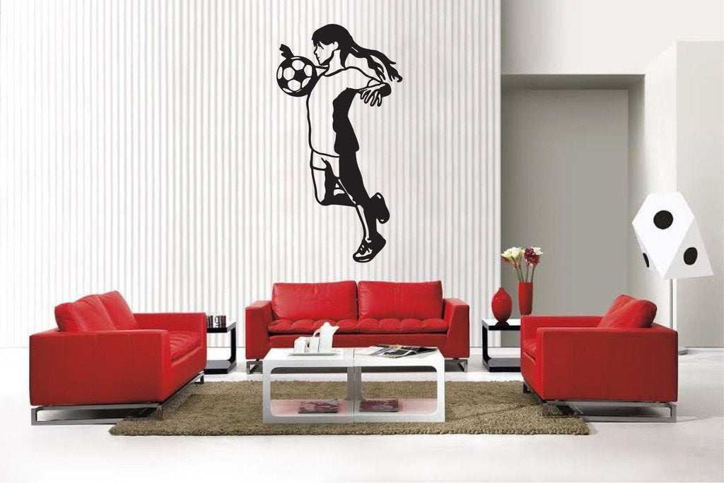 Picniva Matte Black Soccer Girl Style 43 Vinyl Wall Decal Sports Decor