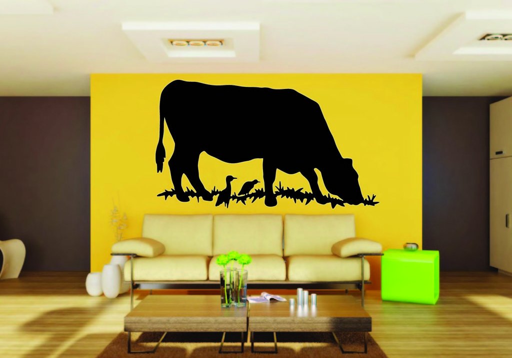 Picniva Cow Sty23 Vinyl Wall Decal, Approx 22 x 13.2 in, Removable