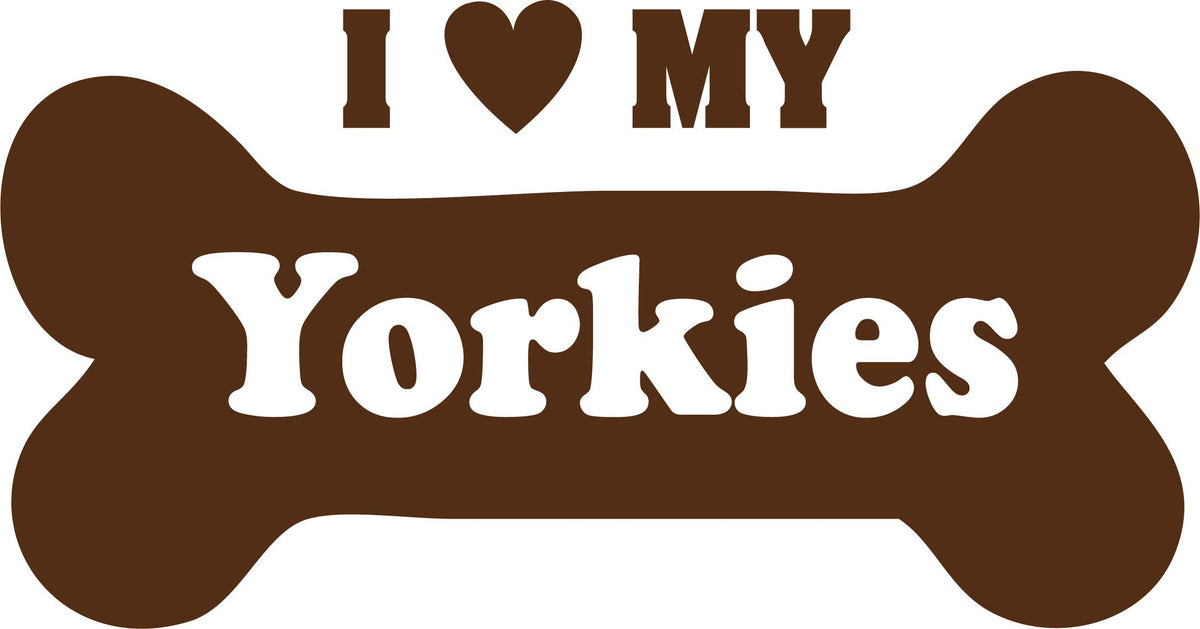 Decaltor I Love My Yorkies Vinyl Decal for Car Window Laptop, 5 in