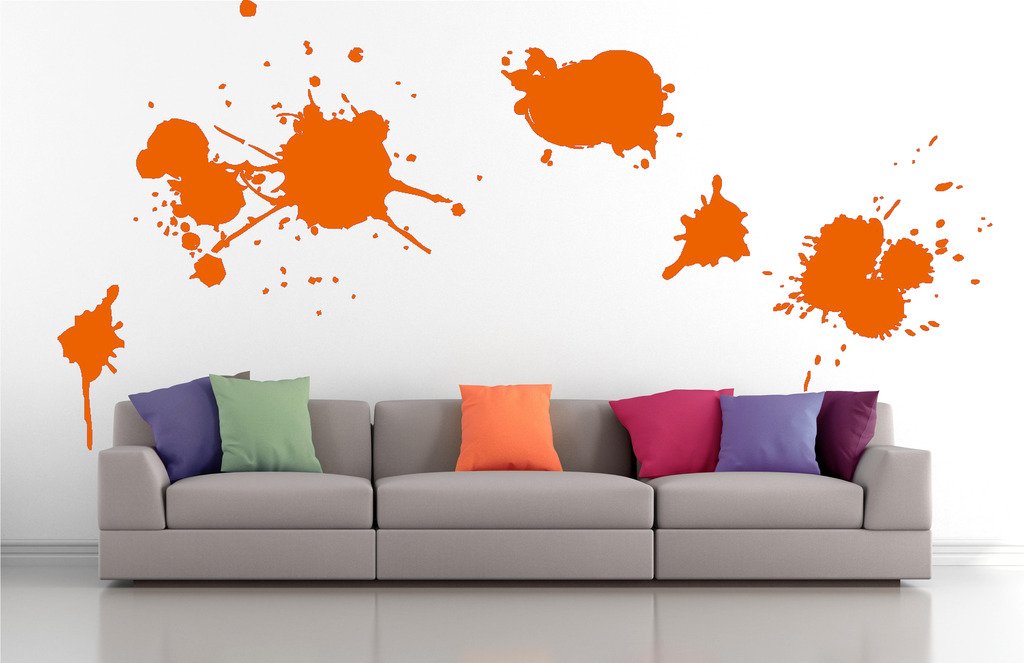 Picniva Blots Drips Wall Decals, Orange, 10 in Height, DOTPR09A