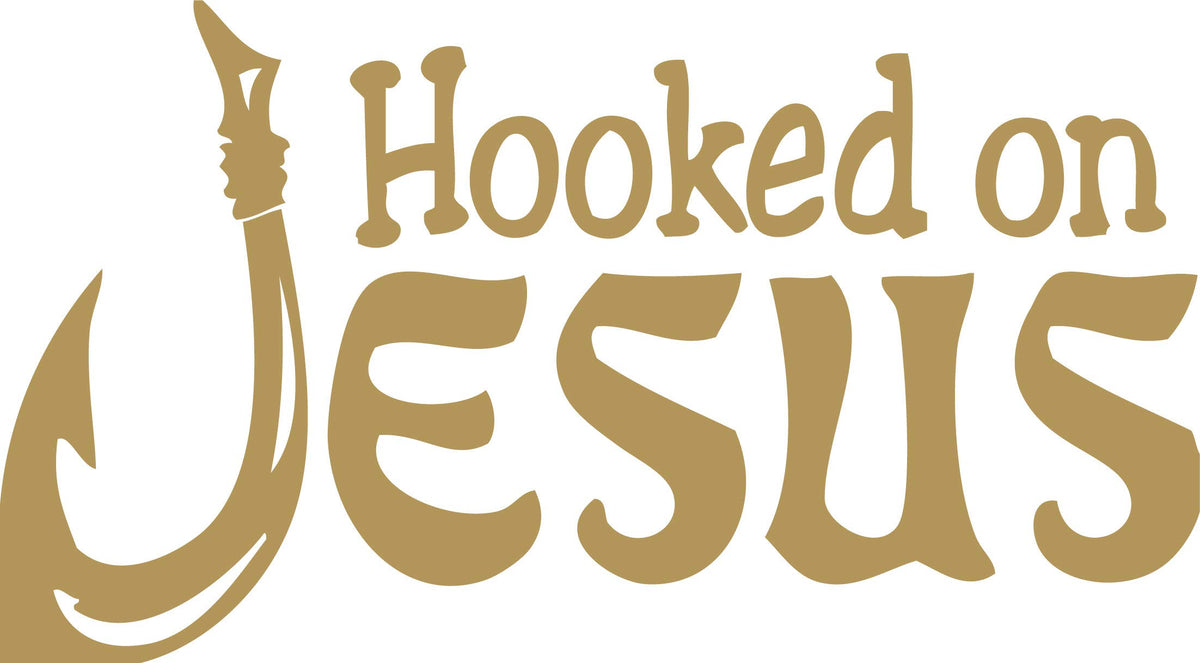 Decaltor Hooked on Jesus Vinyl Decal for Car Window Laptop, 5 in