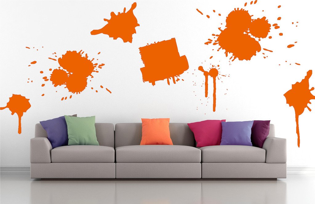 Picniva Drips Brushstroke Wall Decals, Orange, 10 in Height, DOTPR13A
