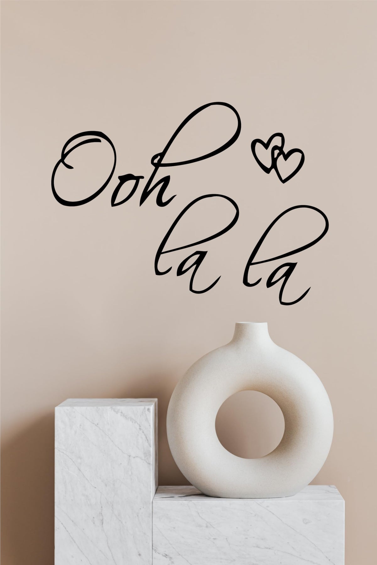 Picniva Ooh Lala Hearts French Quote Wall Decal, Overlapping Outline Motif