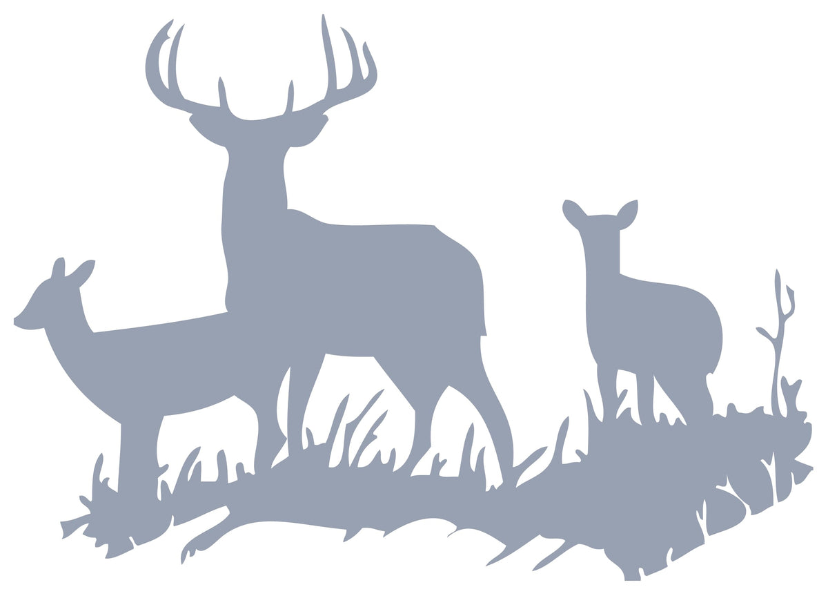 Picniva Buck Deer Doe Silhouette Wall Decal, Silver, 16 x 23 in