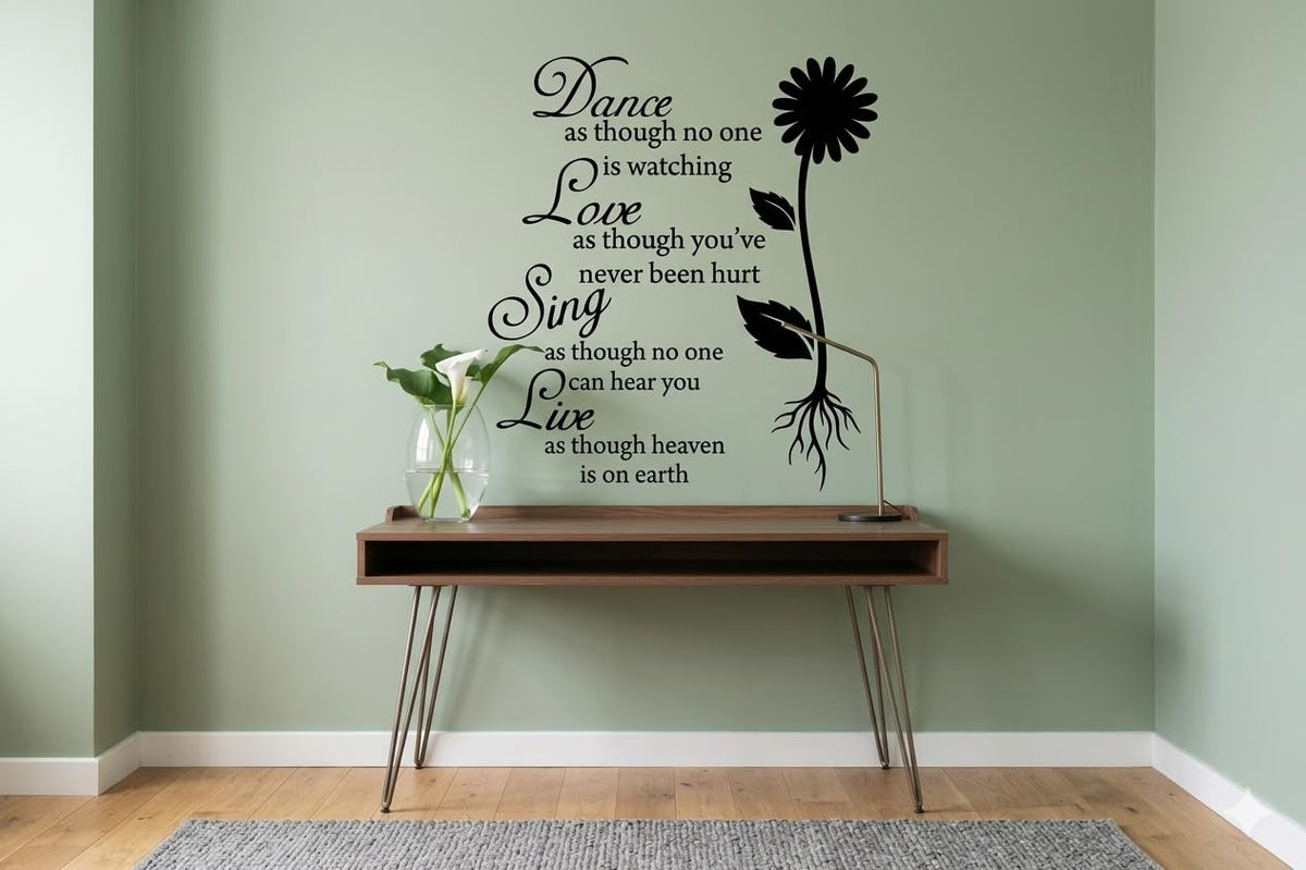 Picniva Dance Love Sing Live Vinyl Wall Decal, White, 22 x 34 in, Quote