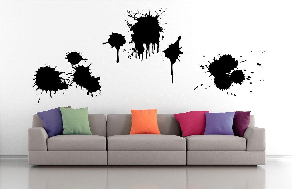 Picniva Ink Splatters Wall Decals, Black, 10 in Height, DOTPR10A