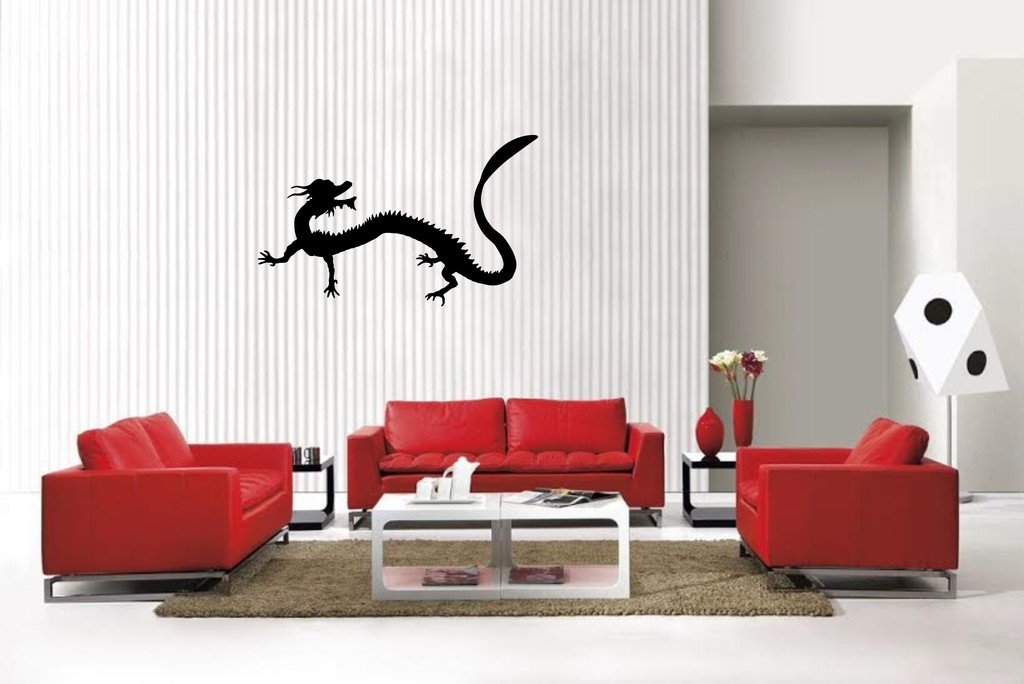 Picniva Matte Black East Dragon Style 21 Vinyl Wall Decal Fantasy Decor