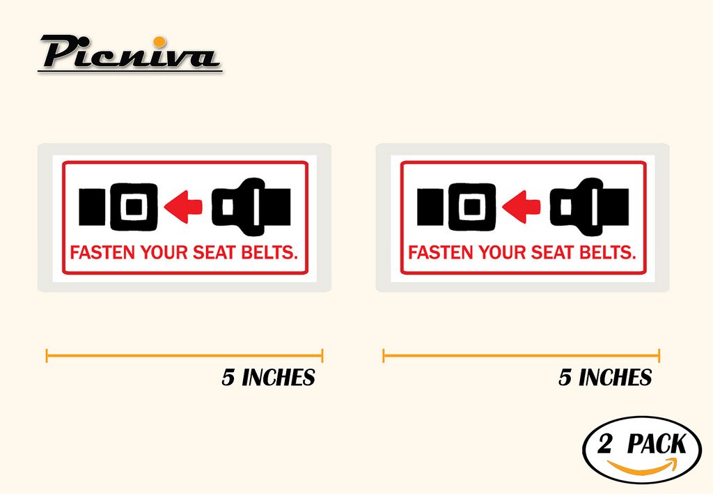 Picniva Fasten Your Seat Belts Vinyl Reminder Decal for Taxi Passengers