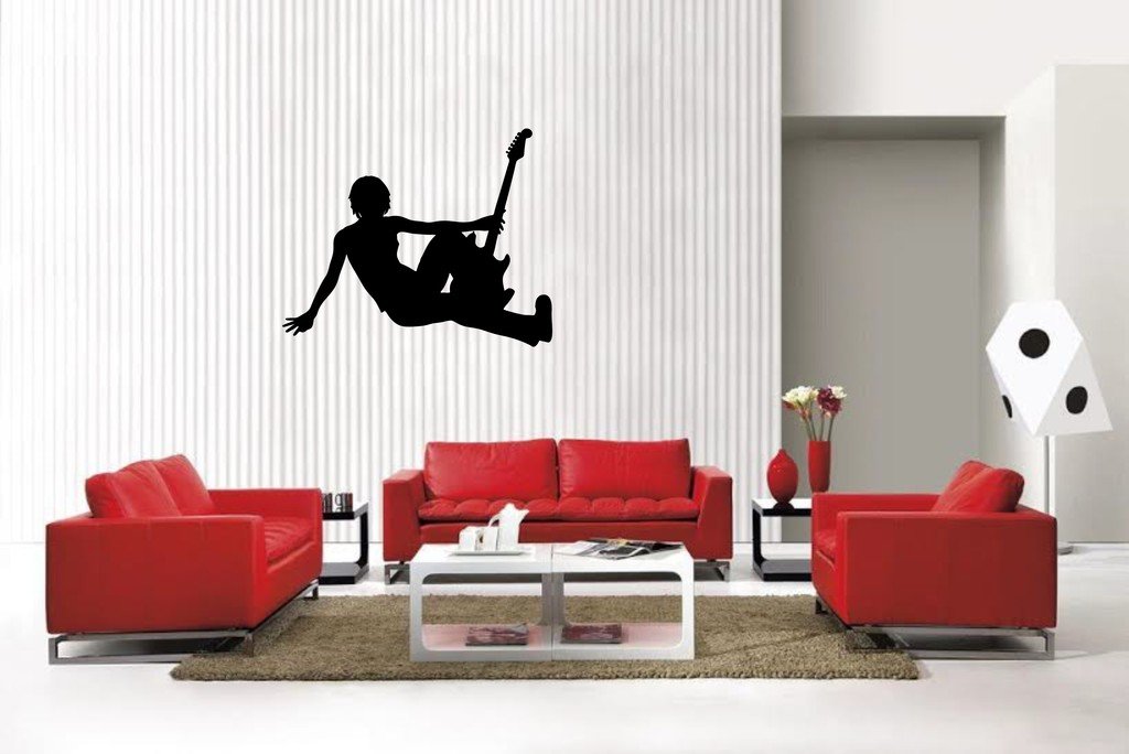 Picniva Matte Black Guitar Style 23 Vinyl Wall Decal Music Dance Decor