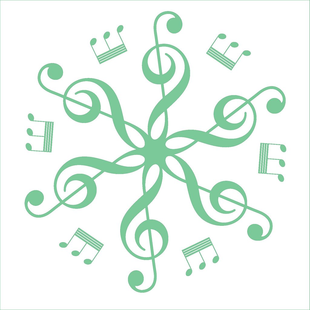 Picniva Six Treble Clefs Rosette Wall Decal for Musicians