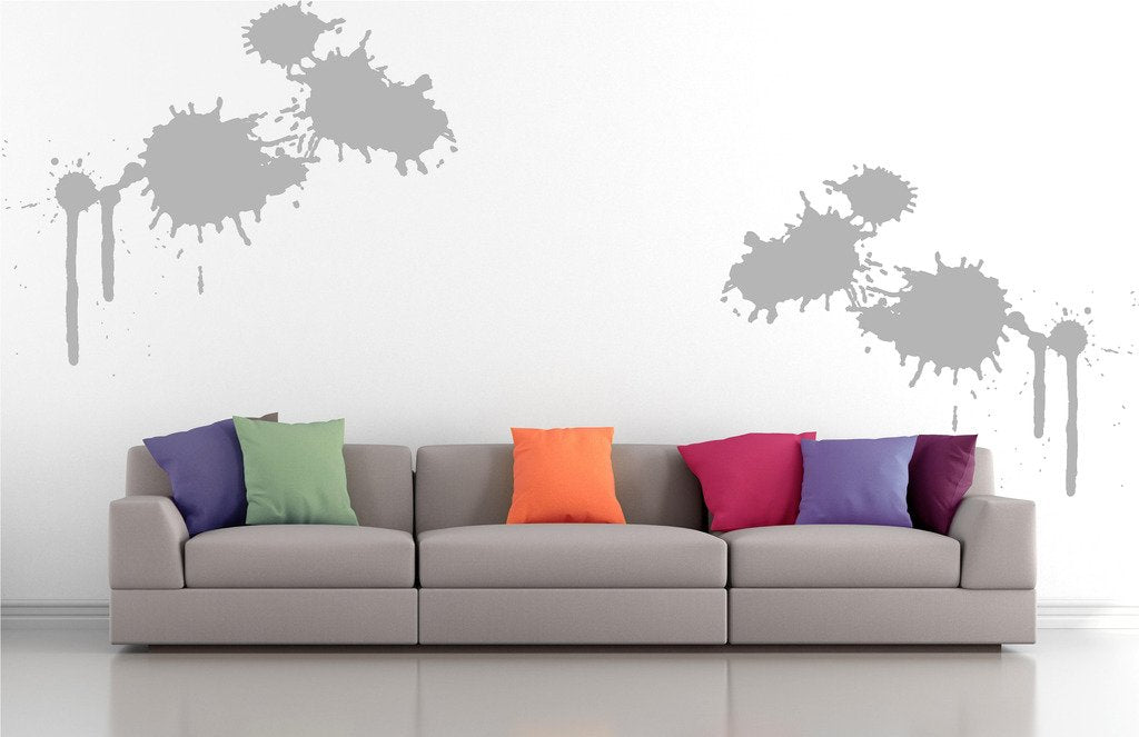 Picniva Paint Blots Wall Decals, Silver, 10 in Height, DOTPR05A