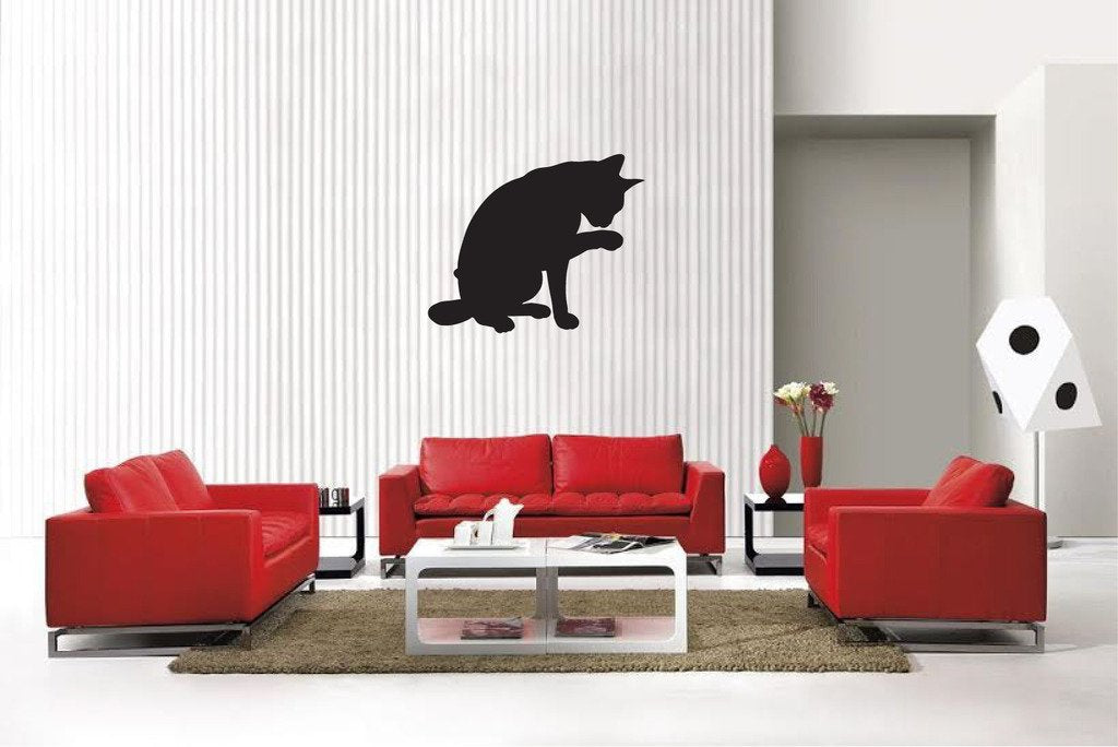 Picniva Matte Black Abyssinian Style 7 Vinyl Wall Decal Feline Decor
