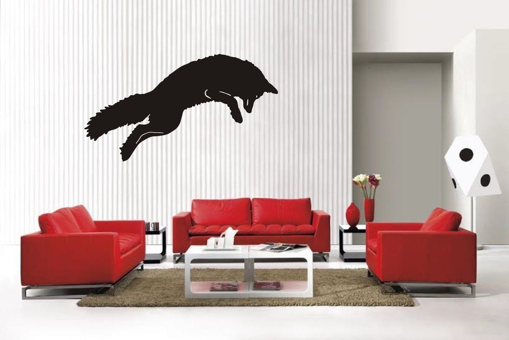 Picniva Fox Style 1 Vinyl Wall Decal, Matte Black, 22 x 12.22 in