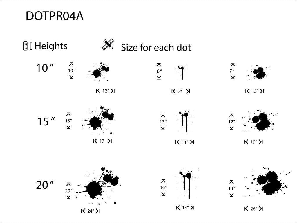 Picniva Splatters Drips Wall Decals, Black, 10 in Height, DOTPR04A