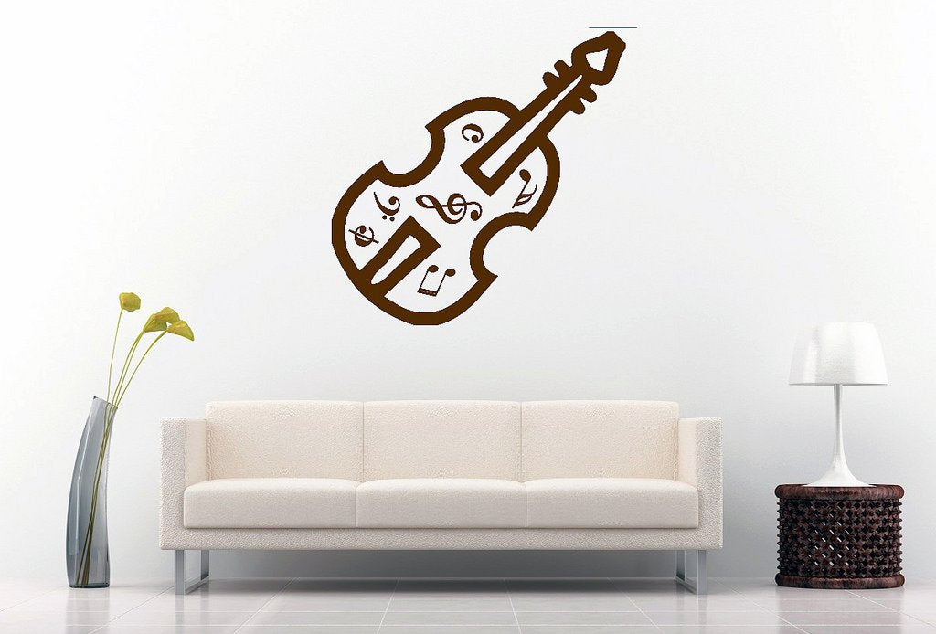 Picniva Violin Music Notes Wall Decal, Chocolate Brown 10 in