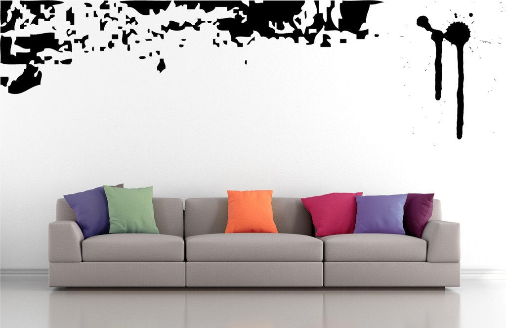 Picniva Drips Border Wall Decals, Black, 10 in Height, DOTPR03A