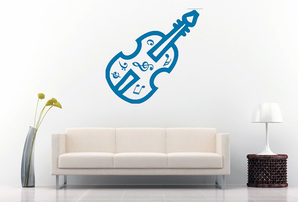 Picniva Violin Music Notes Wall Decal, Blue 10 in