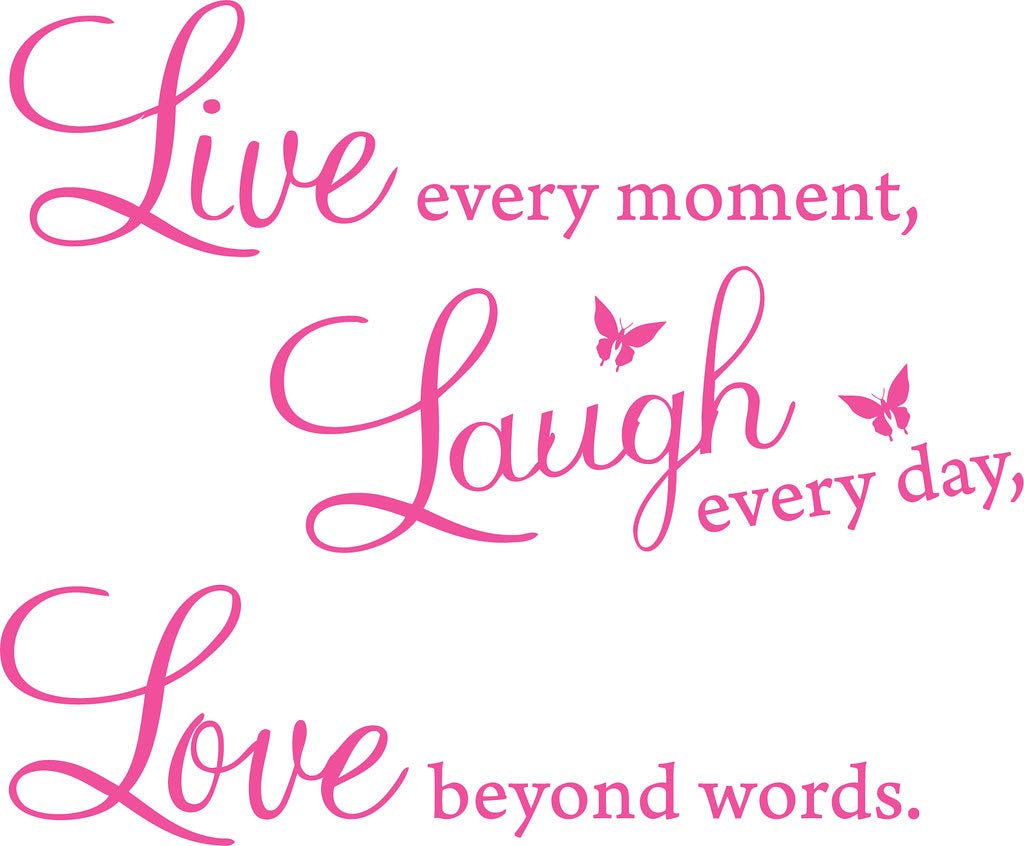 Picniva Live Every Moment Quote Vinyl Wall Decal, Pink, 15 x 22 in