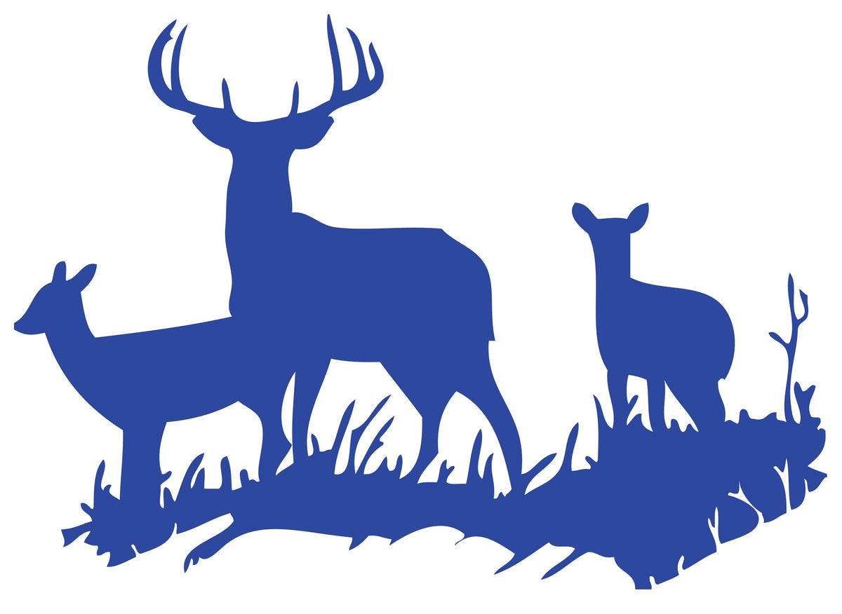 Picniva Buck Deer Doe Silhouette Wall Decal, Blue, 16 x 23 in