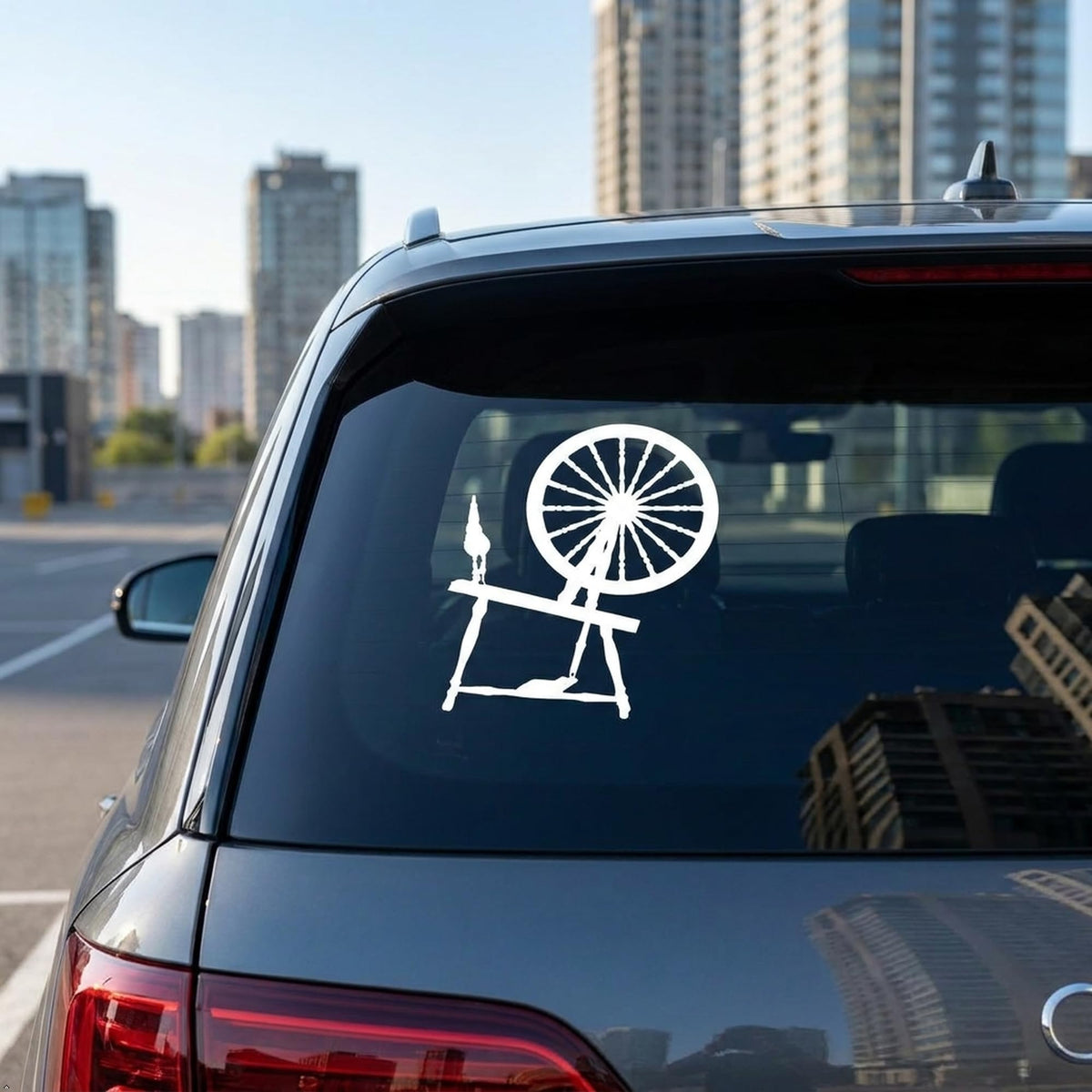 Picniva Spinning Wheel Vinyl Car Window Decal, Approx 5 in