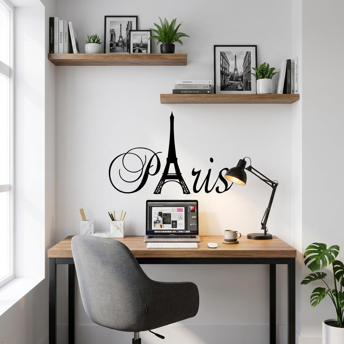 Decaltor Paris Eiffel Tower Vinyl Wall Decal for Girls Bedroom Decor