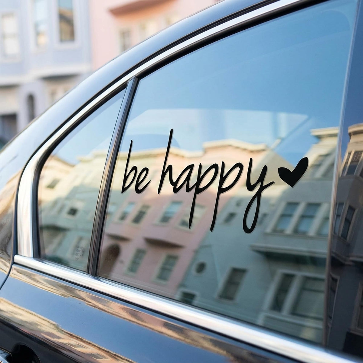 Decaltor Be Happy Script Vinyl Decal, 6 in