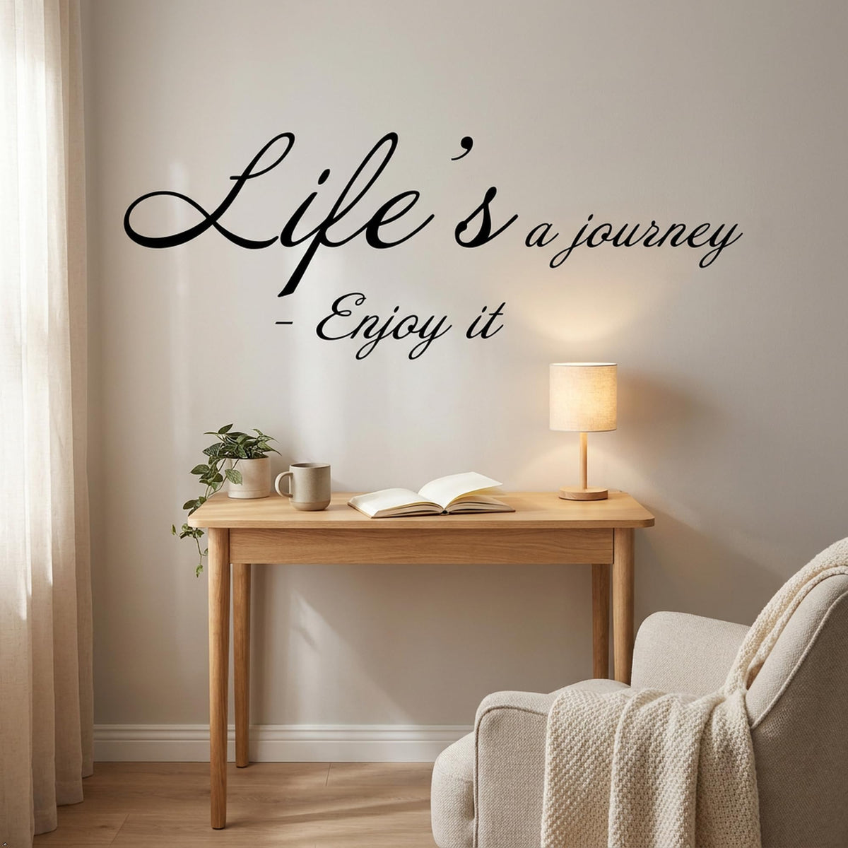 Picniva Life's a Journey - Enjoy it Removable Vinyl Wall Decal (Black, 35''Width)
