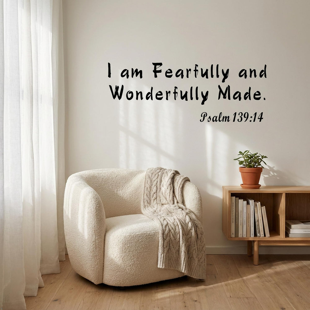 Picniva Fearfully and Wonderfully Made Psalm 139 Wall Decal (Black, 40'' Width)