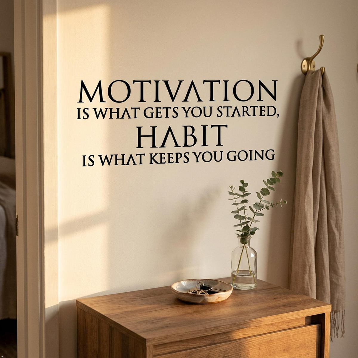 Picniva Motivation and Habit Quote Vinyl Wall Decal (Black, 30''Width)