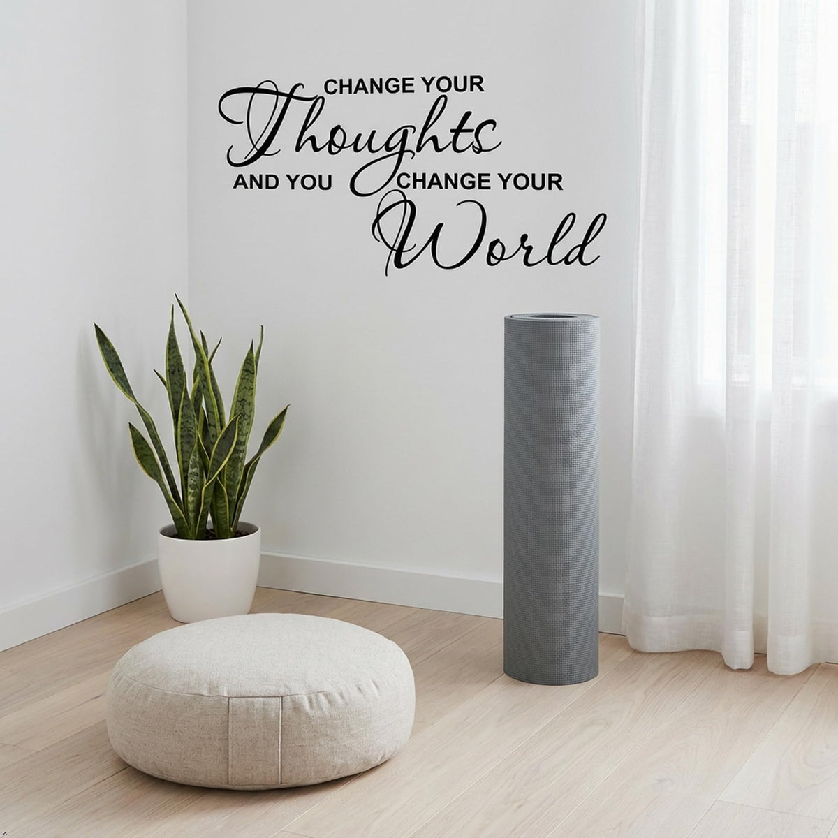 Picniva Change Your Thoughts and You Change Your World Wall Decal - Motivational Quote Vinyl Sticker for Office, Classroom, and Home Decor