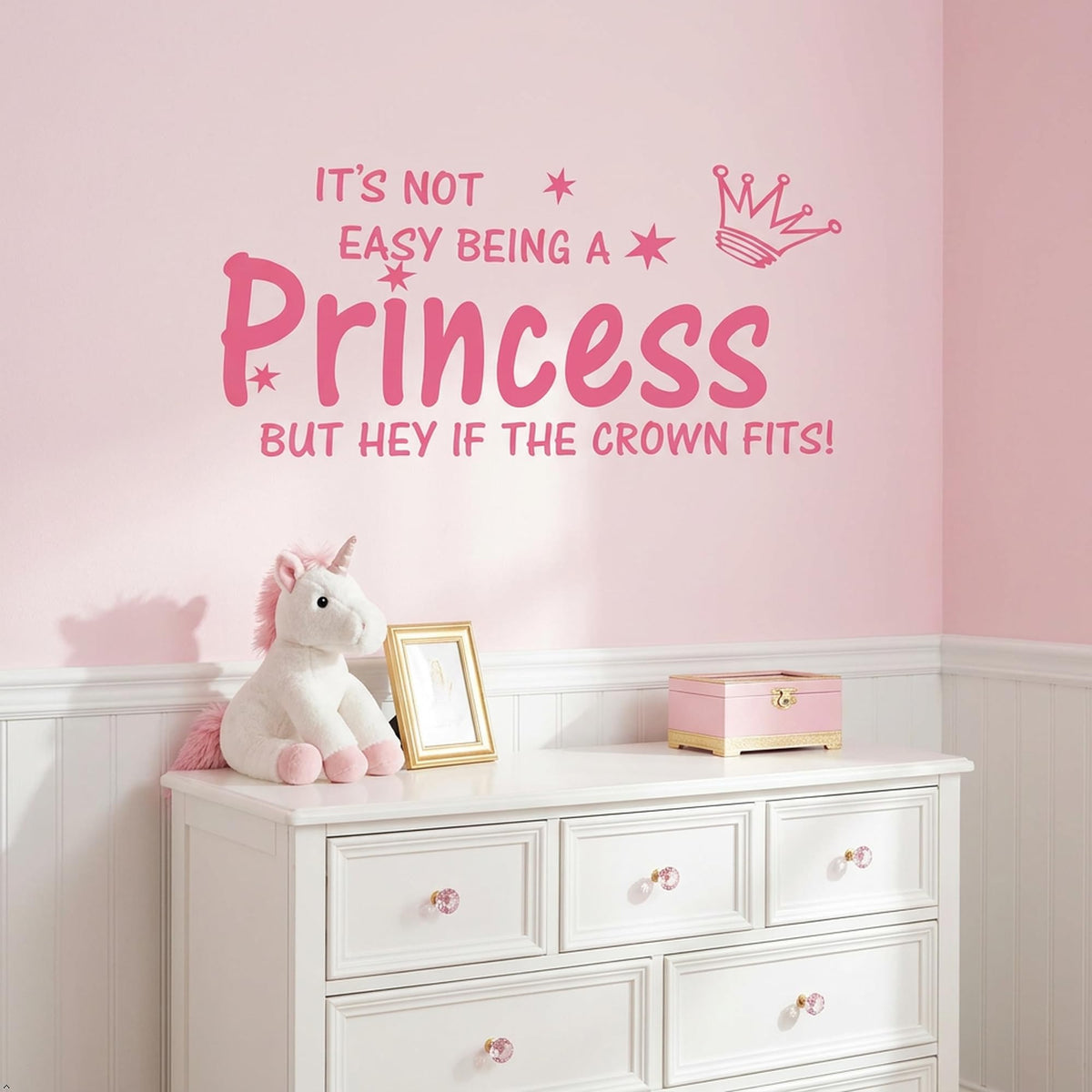 Picniva Not Easy Being a Princess Vinyl Wall Decal, Pink, 10 x 22 in