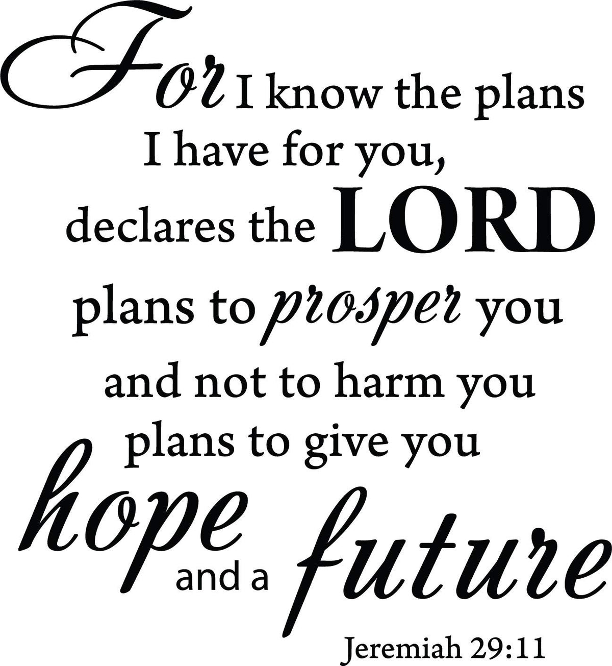 Decaltor Jeremiah 29:11 Bible Vinyl Wall Decal Christian Decor