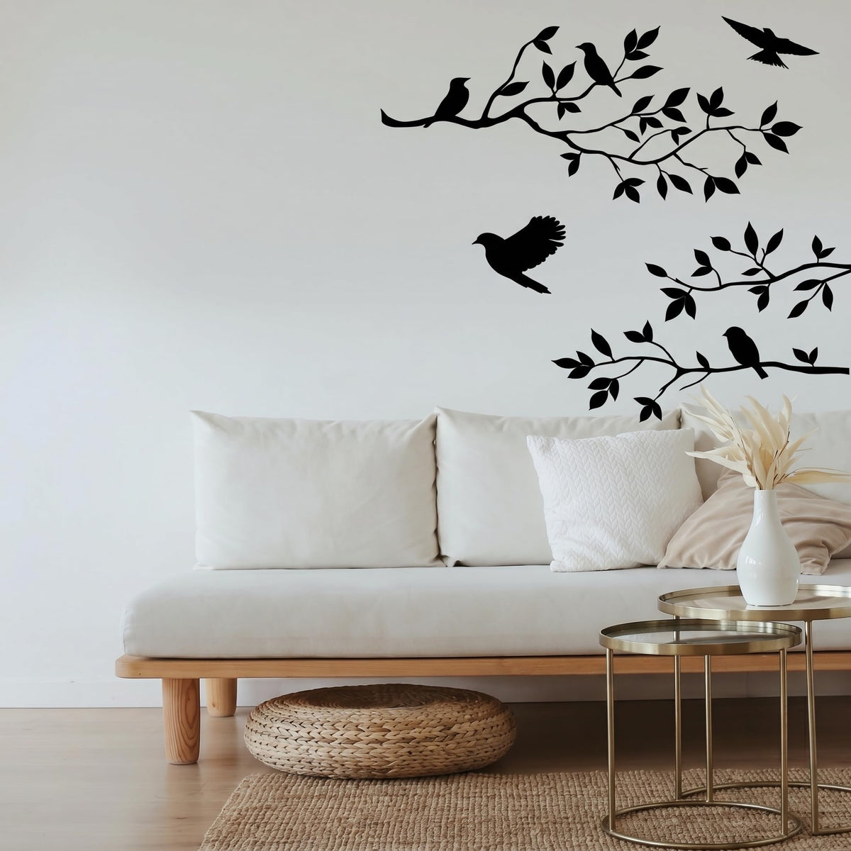 Picniva Birds and Blossoms Removable Wall Decal, Black, 16 x 24 in