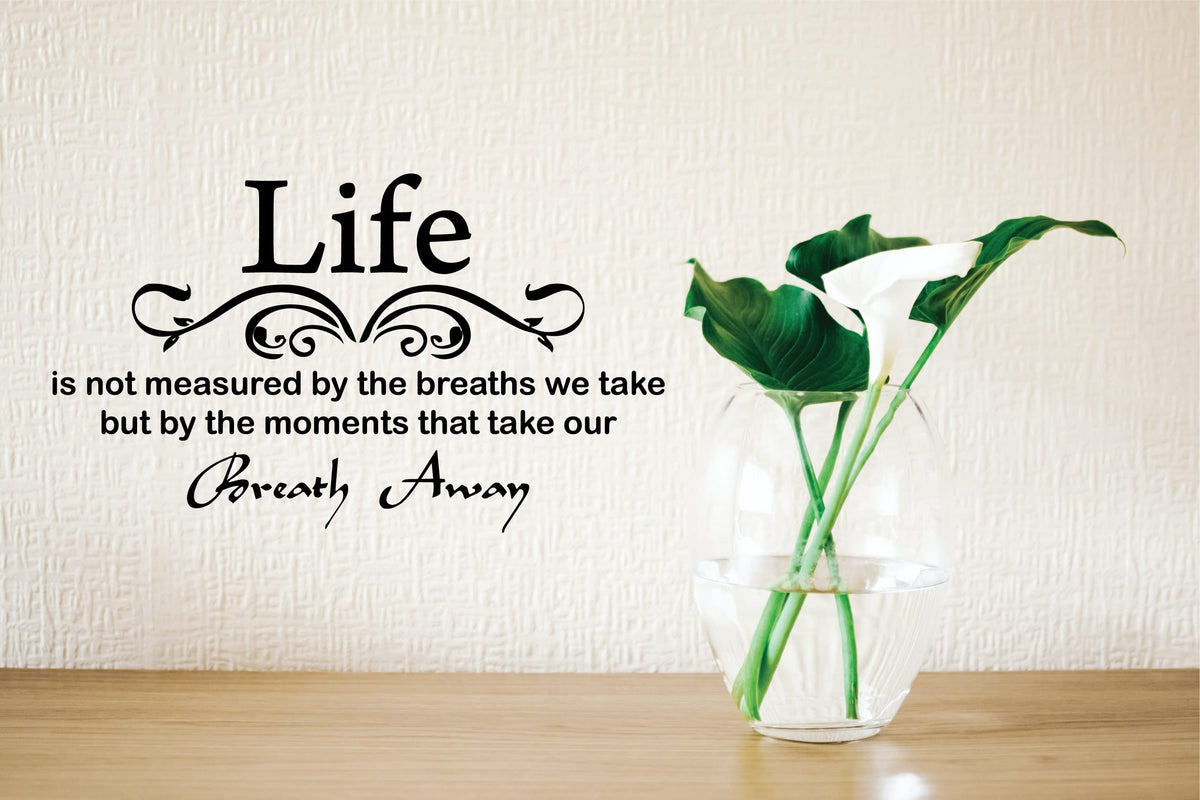 Picniva Life Is Not Measured Quote Vinyl Wall Decal, Silver, 22 x 12 in