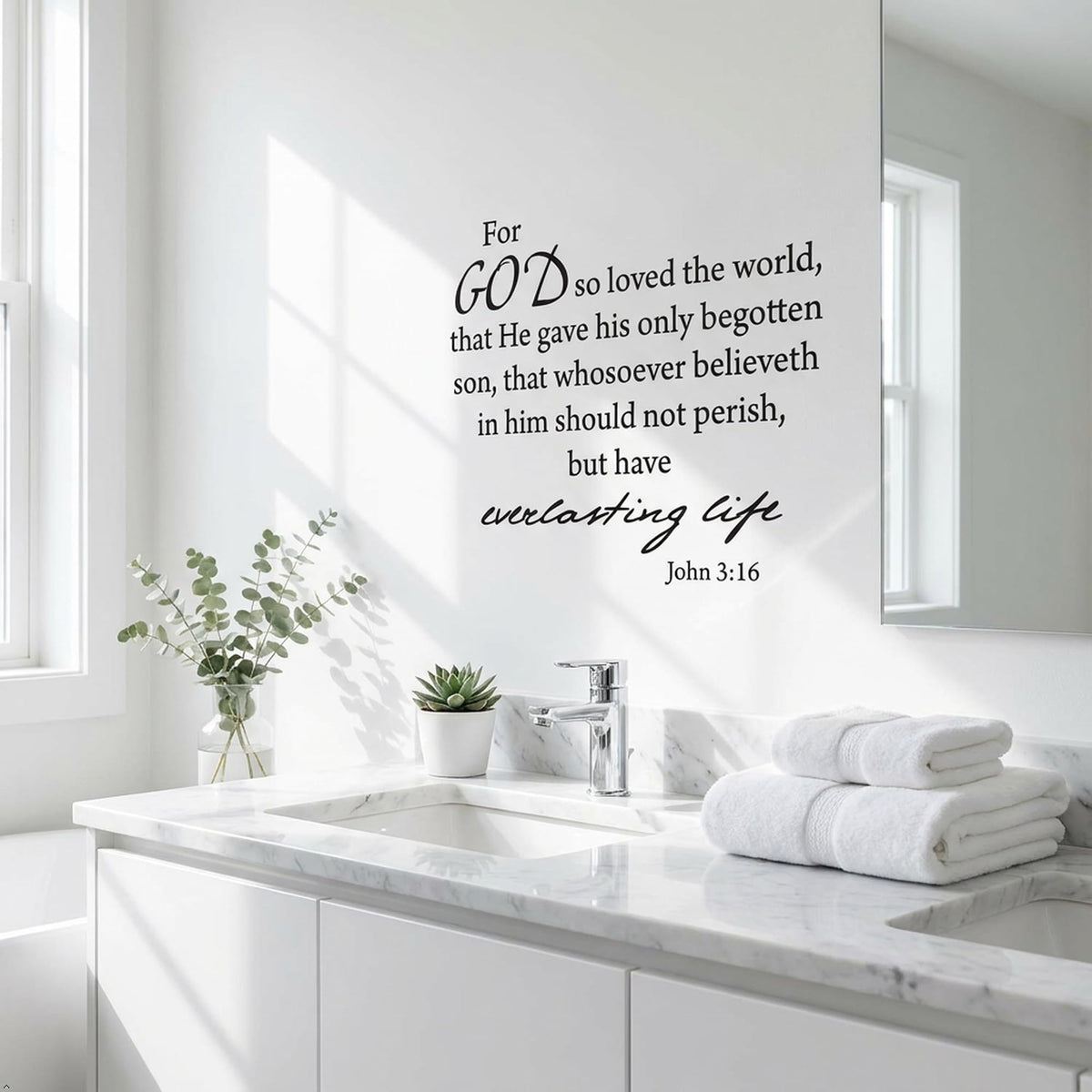 Decaltor John 3:16 Bible Verse Wall Decal, Home Decor