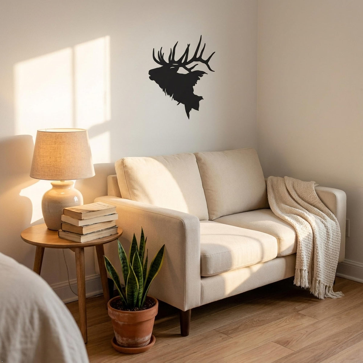 Picniva Elk Head Style 2 Vinyl Wall Decal Hunting Lodge Decor (Black, 35''Width)
