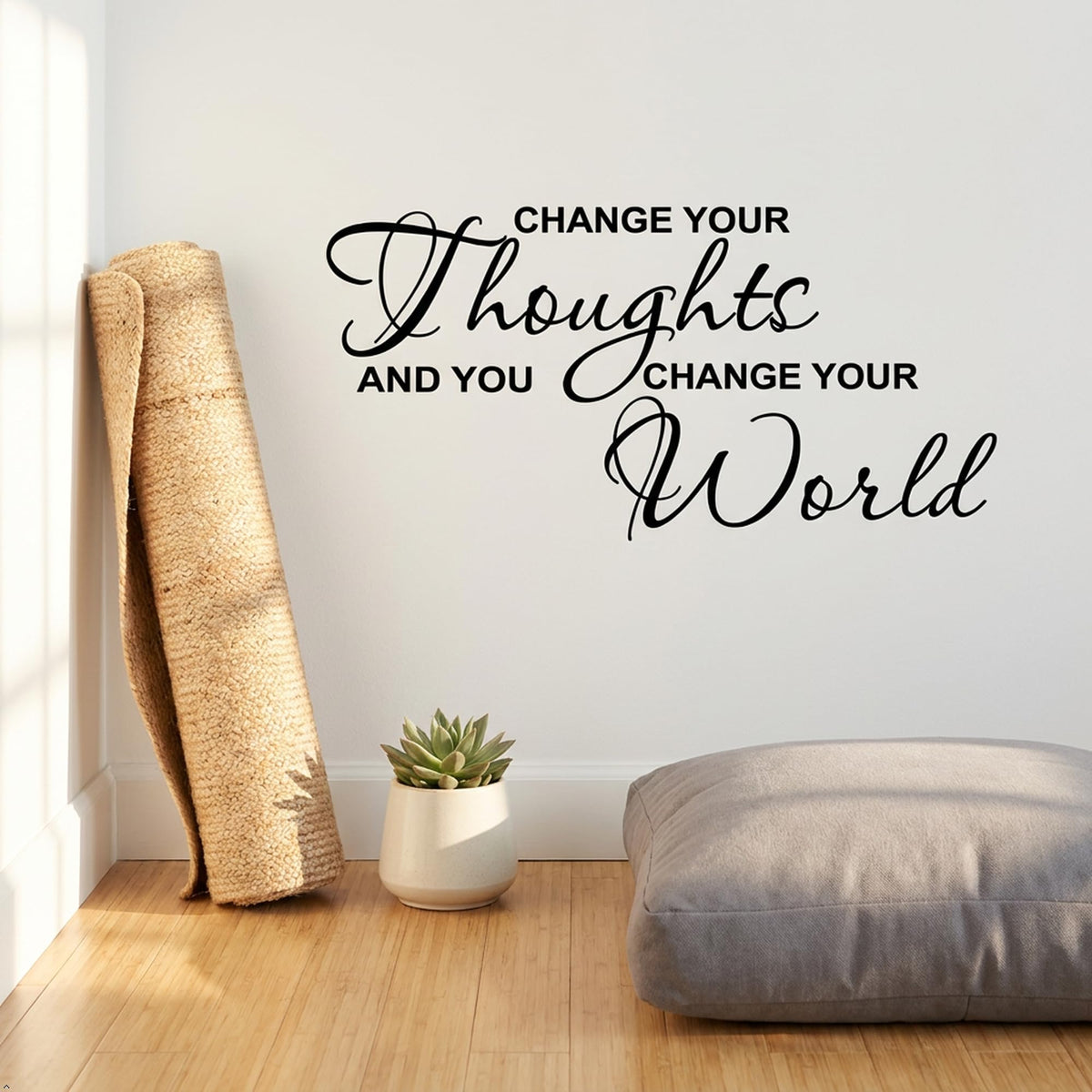 Picniva Change Your Thoughts and You Change Your World Wall Decal - Motivational Quote Vinyl Sticker for Office, Classroom, and Home Decor
