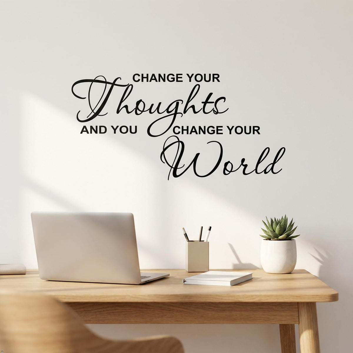 Picniva Change Your Thoughts and You Change Your World Wall Decal - Motivational Quote Vinyl Sticker for Office, Classroom, and Home Decor