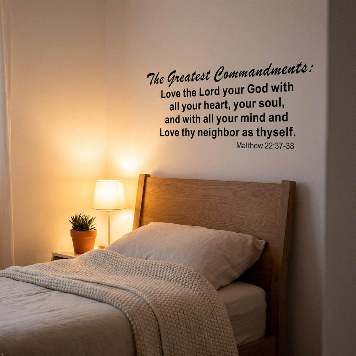 Picniva Matte Black The Greatest Commandments Love Thy Vinyl Wall Decal (Black, 35'' Width)