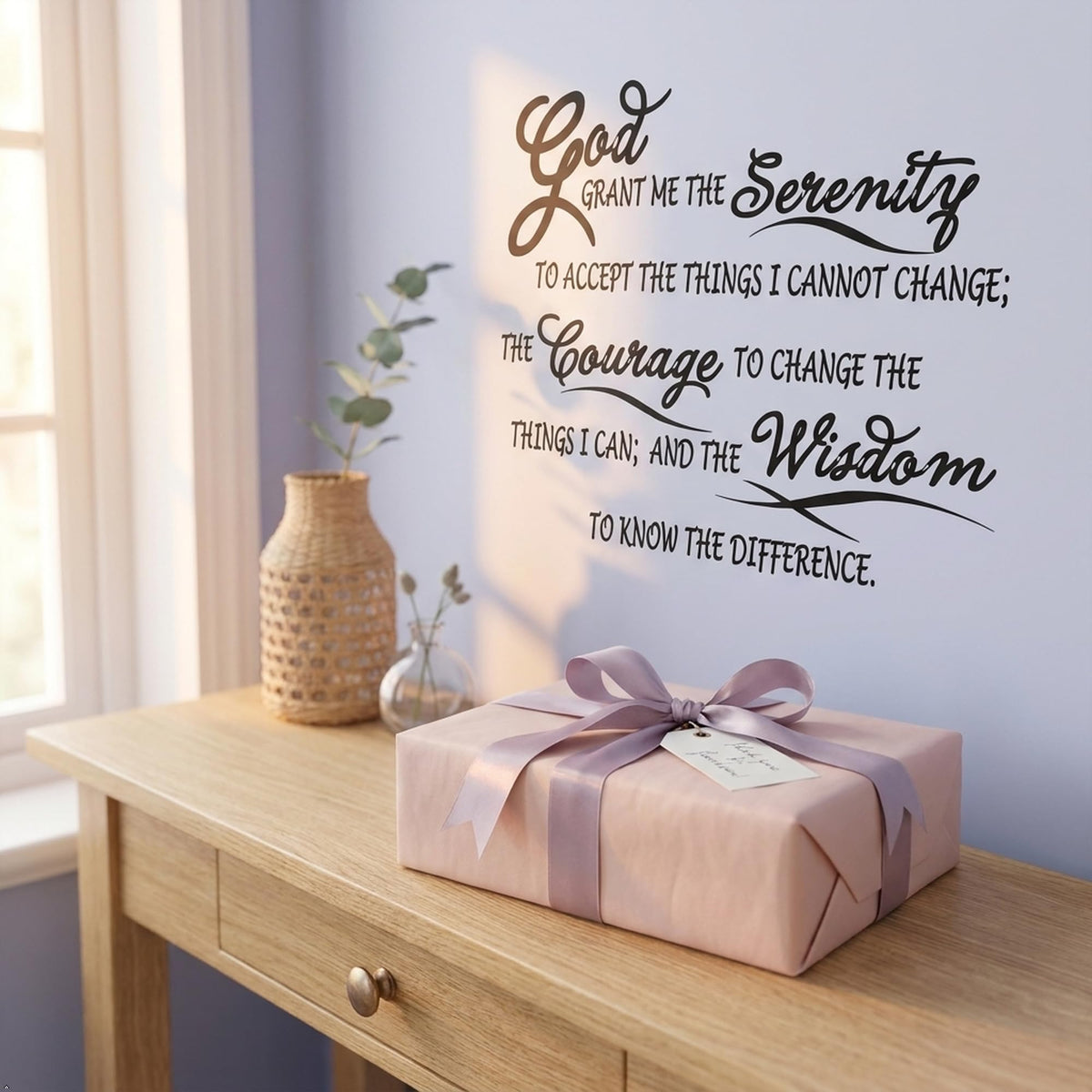 Serenity Prayer Wall Decal, Matte Black, 22.5 x 12 in