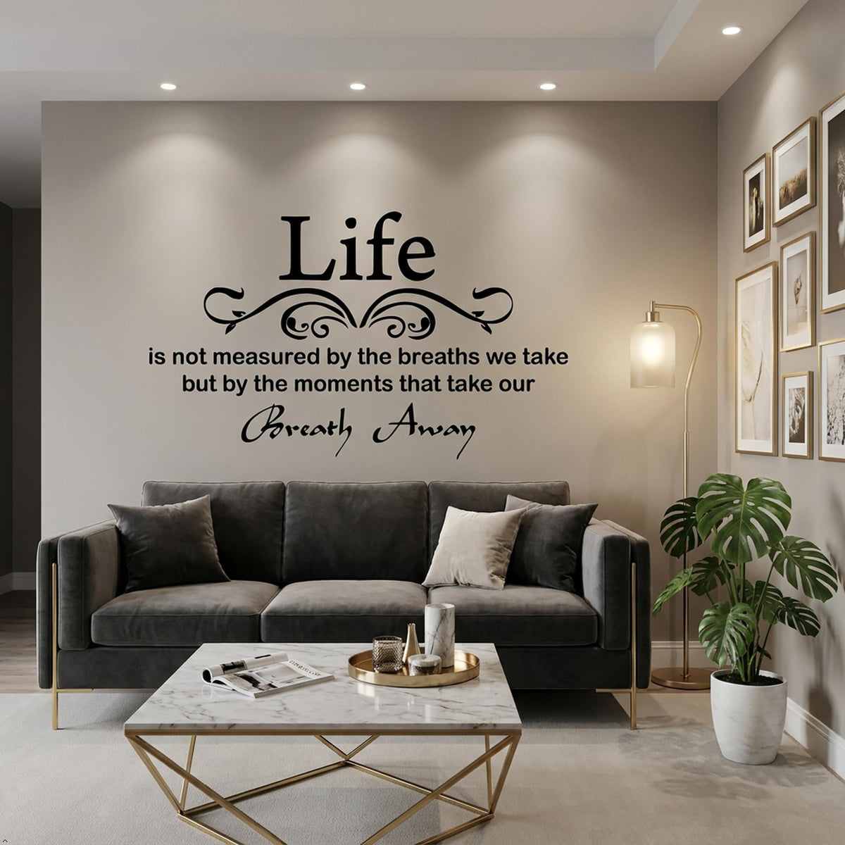 Picniva Life Is Not Measured Quote Vinyl Wall Decal, Black, 22 x 12 in