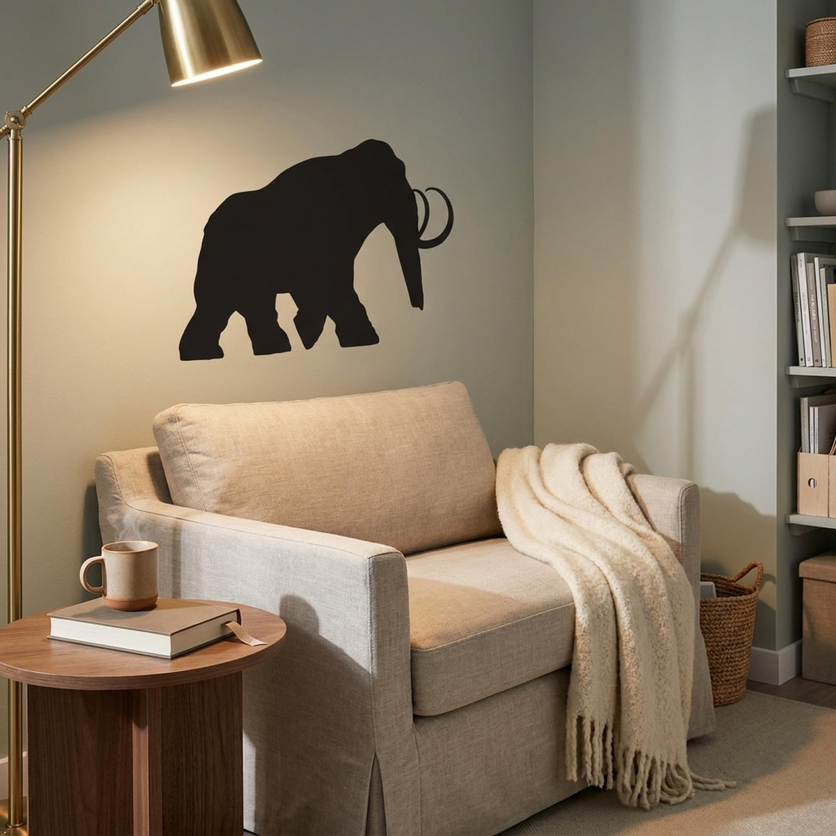 Picniva Mammoth Sty2 Vinyl Wall Decal Removable - Color: Black - Size: 22'' Width