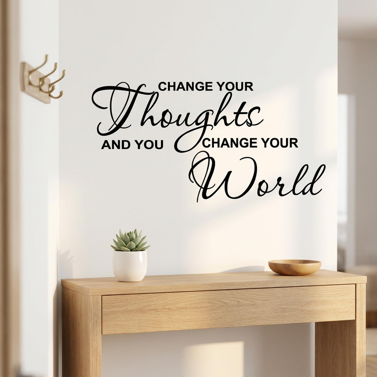 Picniva Change Your Thoughts and You Change Your World Wall Decal - Motivational Quote Vinyl Sticker for Office, Classroom, and Home Decor