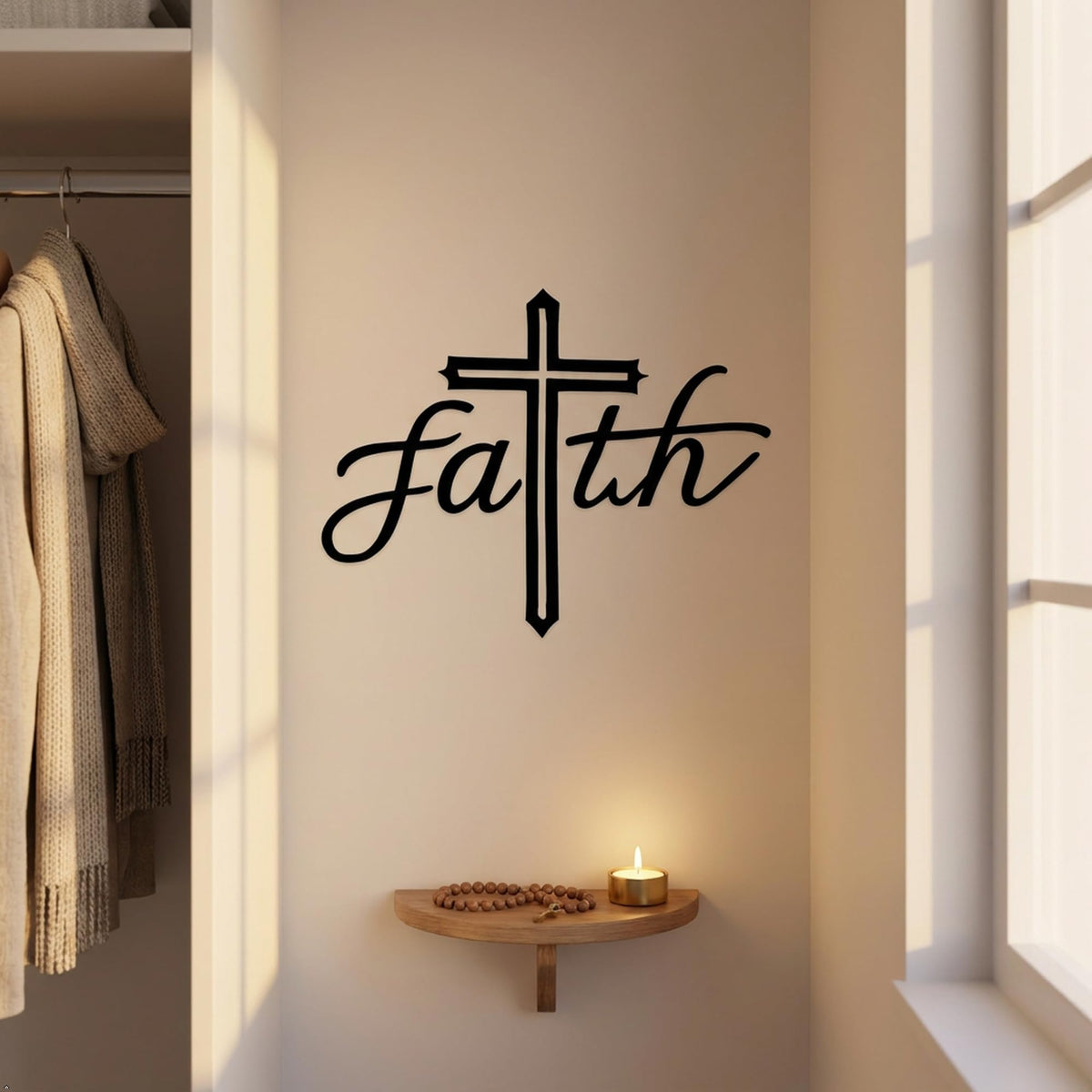 Picniva Faith Cross Matte Vinyl Wall Decal