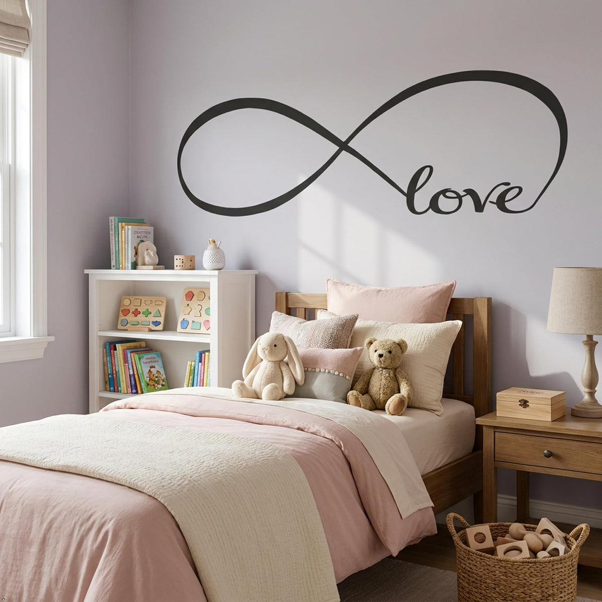 Picniva Infinity Symbol Love Wall Decal, White, 10 x 28 in