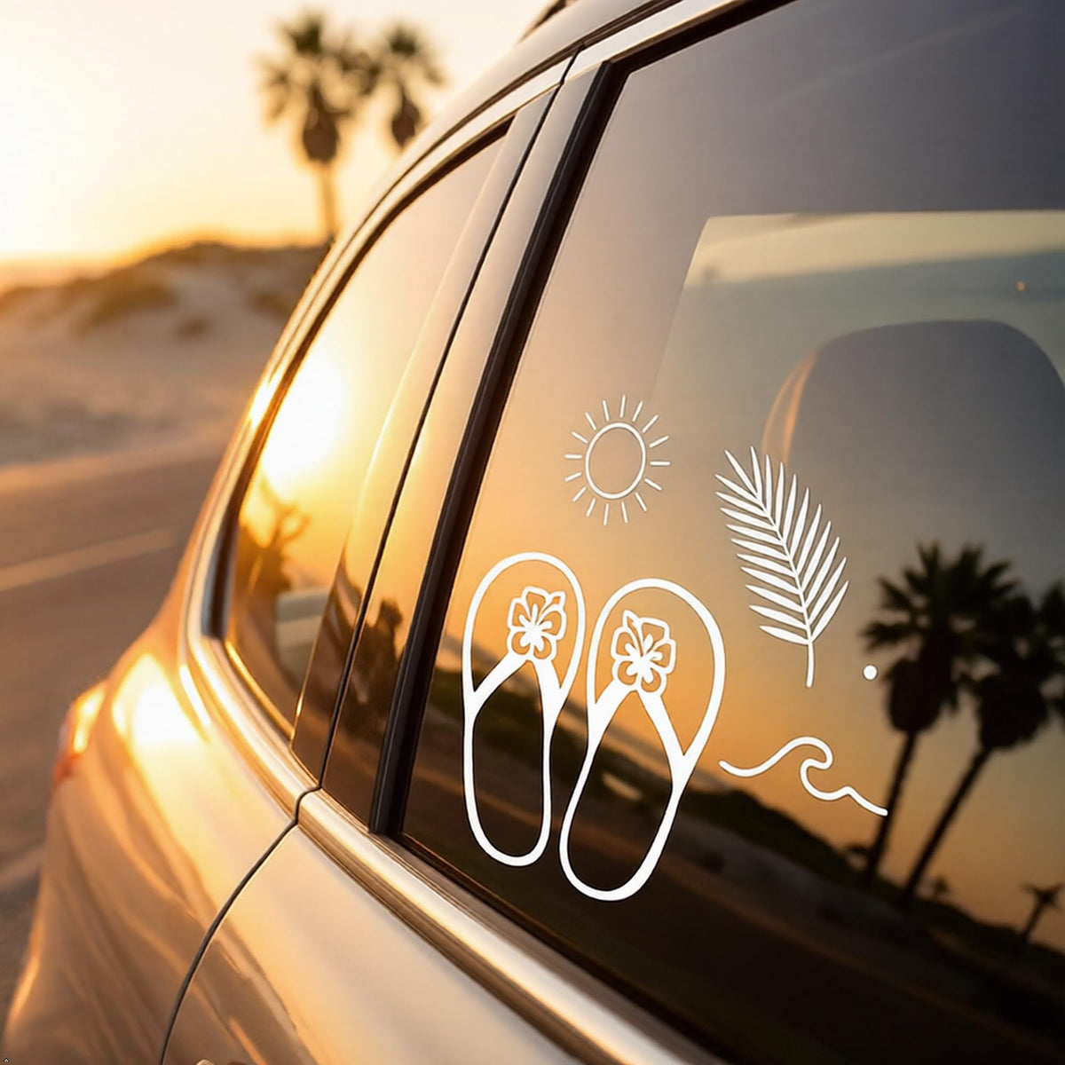 Decaltor Hibiscus Flip Flop Vinyl Decal for Car Window Laptop, 5 in