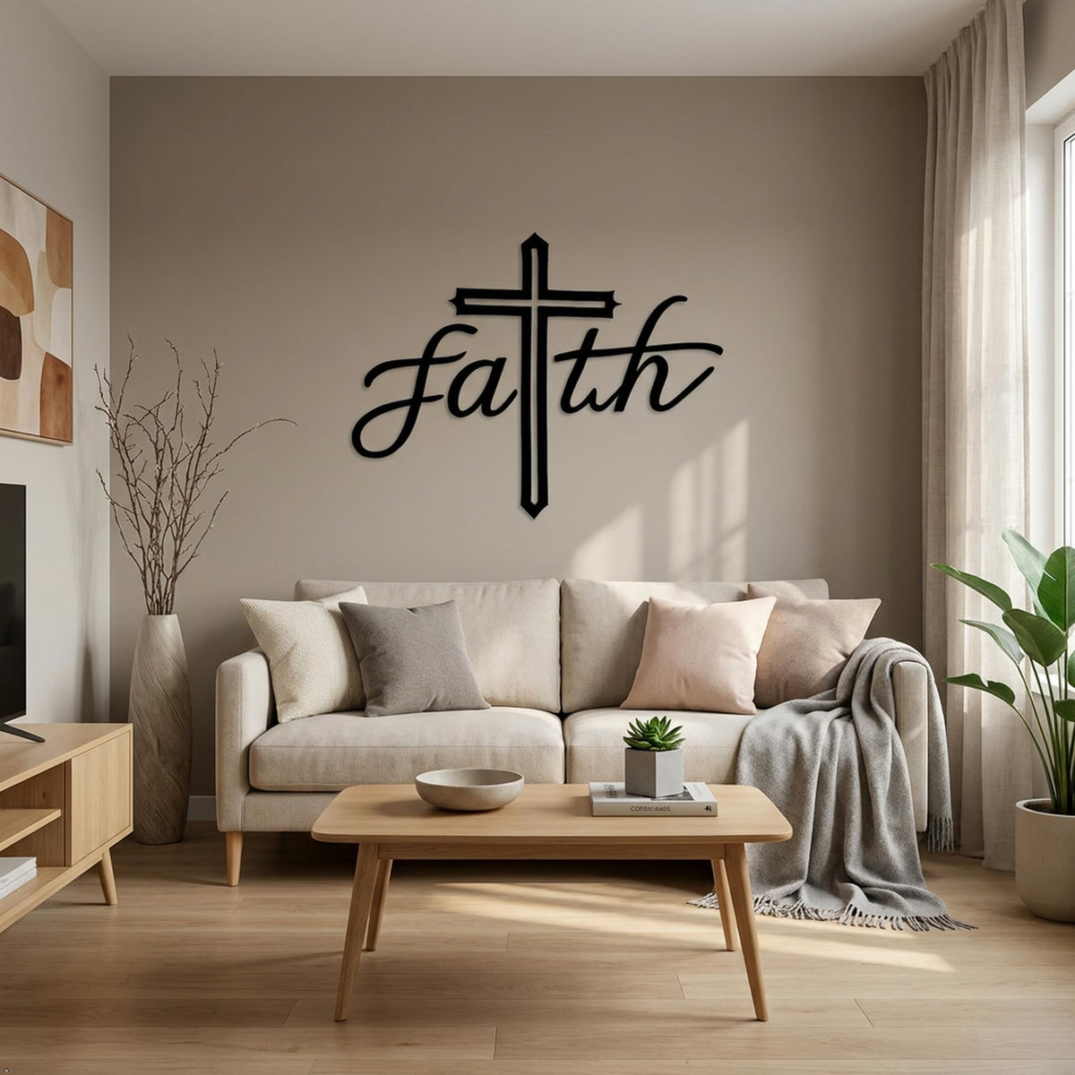 Picniva Faith Cross Matte Vinyl Wall Decal