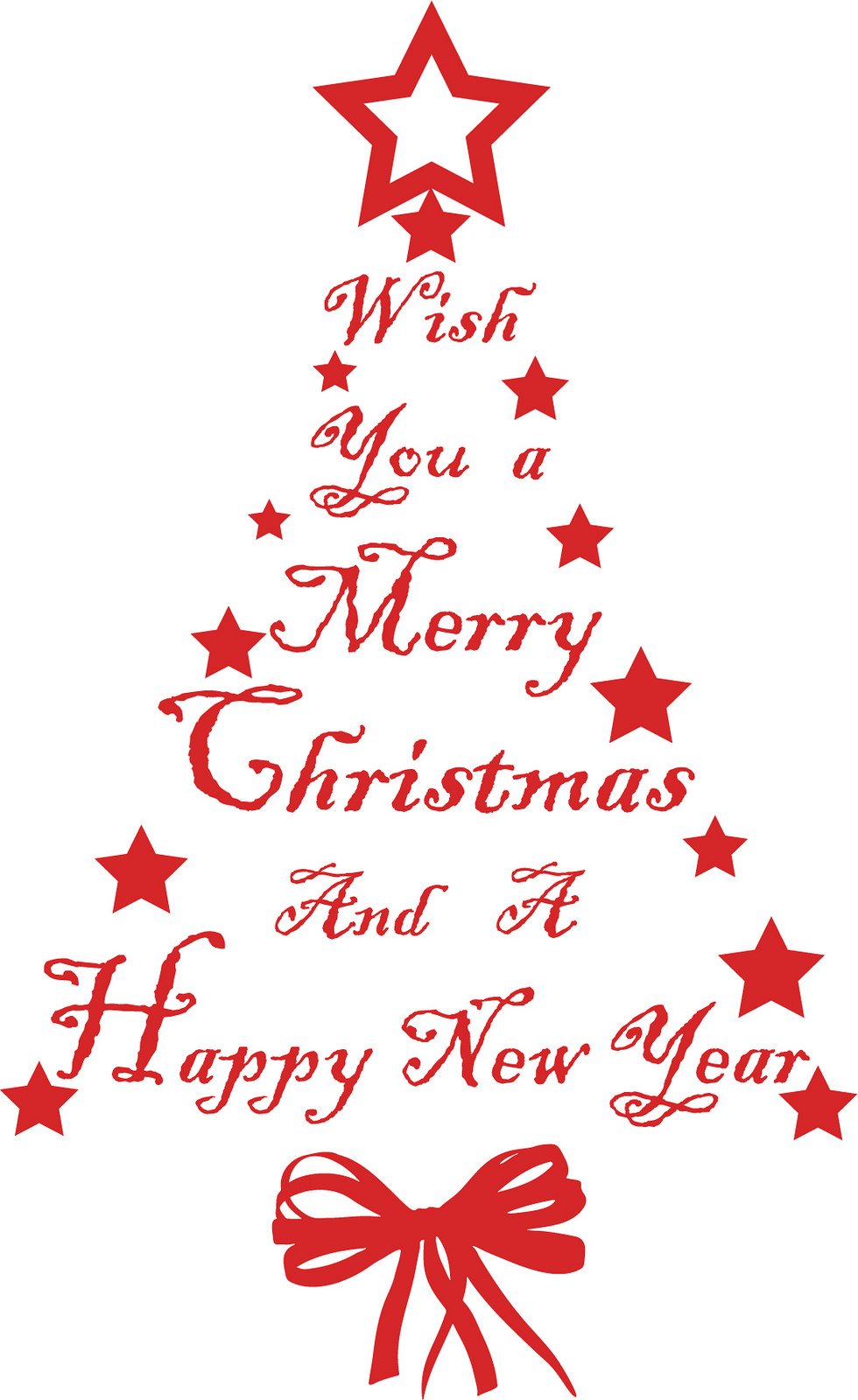 Picniva Red Christmas Word Tree Wall Decal, 10 x 17 in