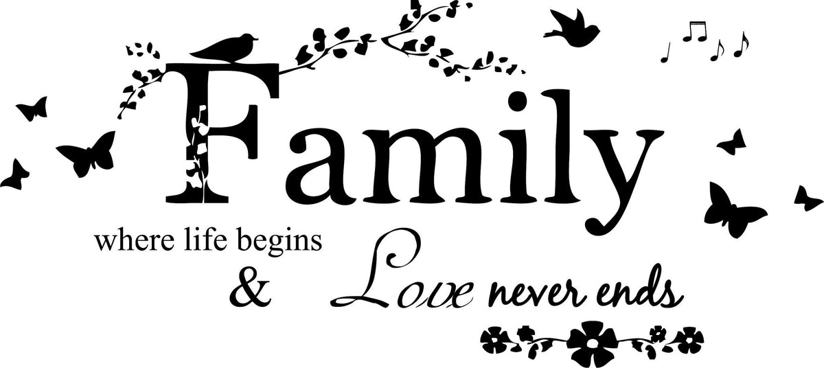 Picniva Family Letter Quote Removable Vinyl Decal Art Mural Home Decor Wall Stickers