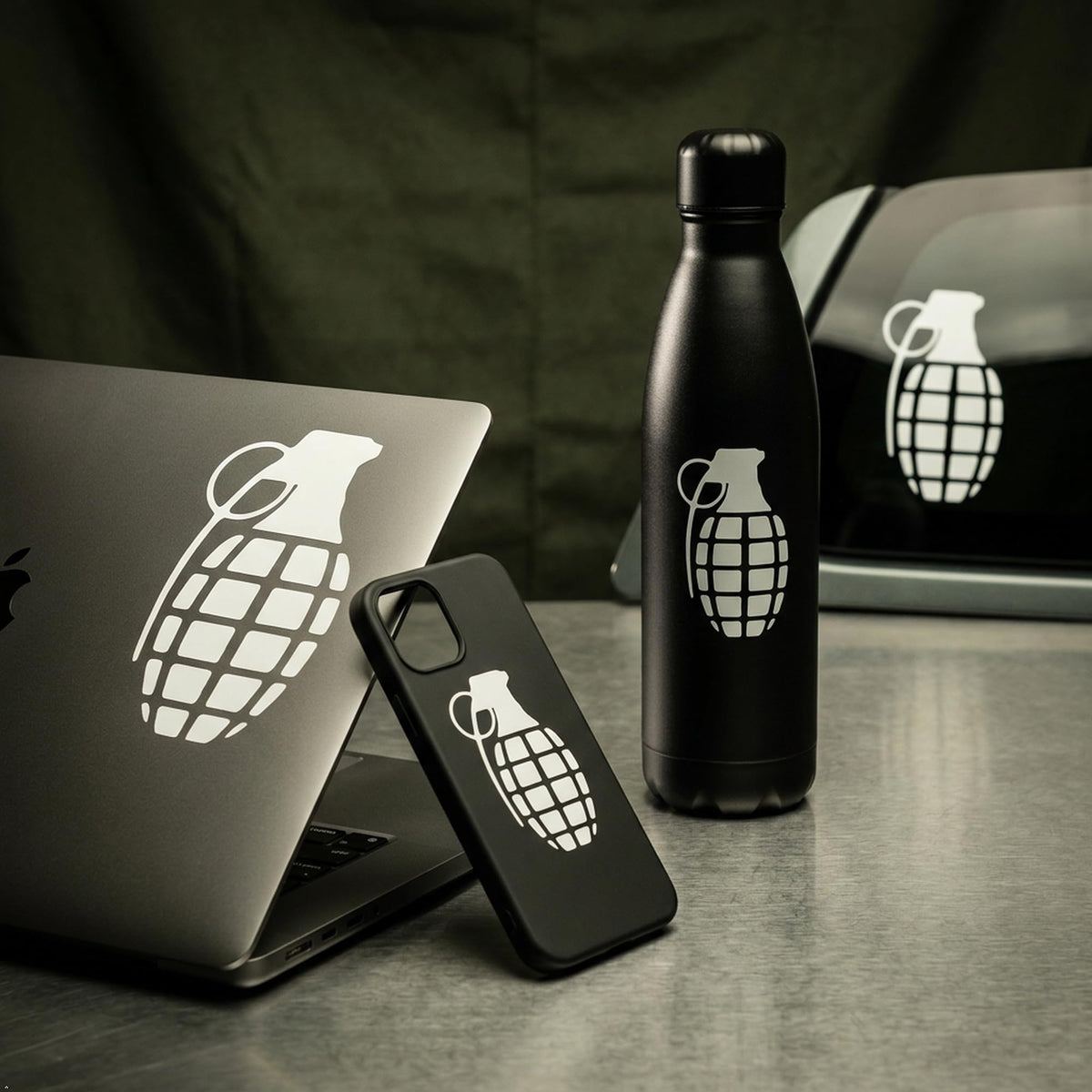 Decaltor Grenade Vinyl Decal, Car Window Sticker